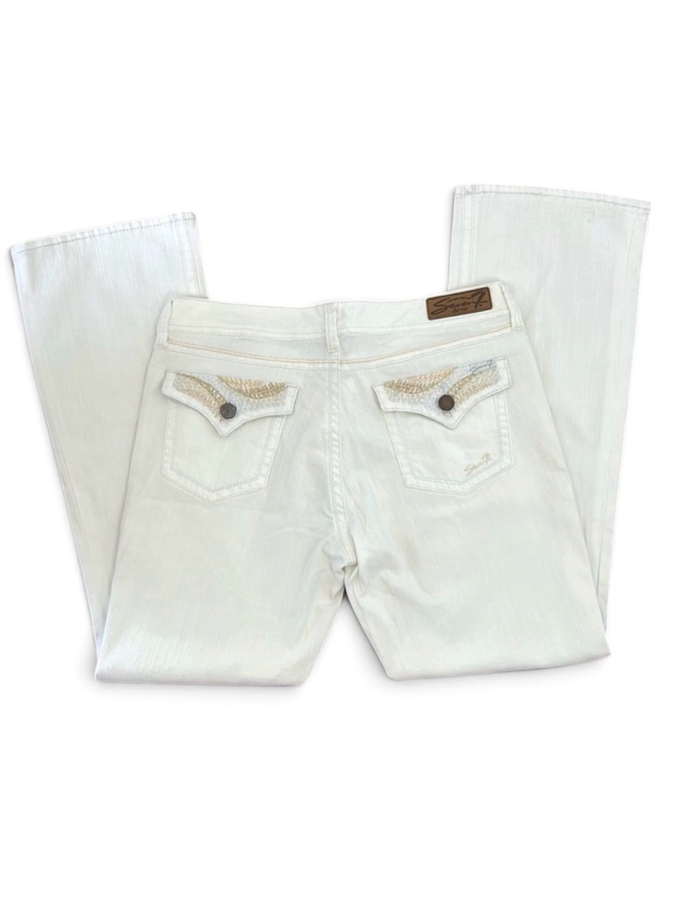 Seven jeans premium sick stitch, white boot cut size 14